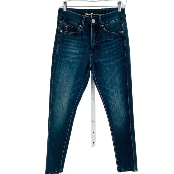 Seven7 Tummyless Blue Denim Ultra High Rise Skinny Stretch Y2K Classic Jeans 6 - Picture 2 of 13